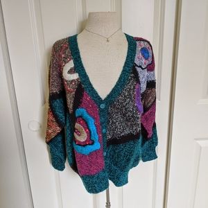 NWT Green Purple Jacklyn Smith Cardigan Large